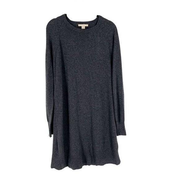 Michael Kors Charcoal Grey 100% Cashmere Long Sleeve Crew Sweater Dress Medium - Picture 2 of 8